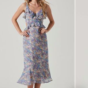 ASTR THE LABEL wildflower ruffle cutout midi dress